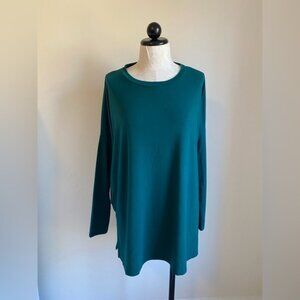 Women's Zenana Dark Teal Long Sleeve Loose Fit Tunic Top Size L